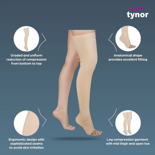 Tynor C Garment Leg Mid Thigh ( Open Toe) (Pair)