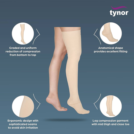 Tynor C Garment Leg Mid Thigh ( Closed Toe) (Pair)